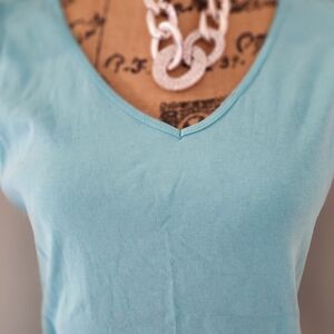 Chicos V-Neck Lightweight Women's Top in Light Blue